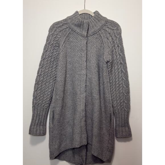 Cynthia Rowley - Cable Knit Long Sweater Coat- Gray - Size S - Picture 1 of 5